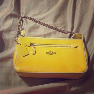 Coach leather yellow purse